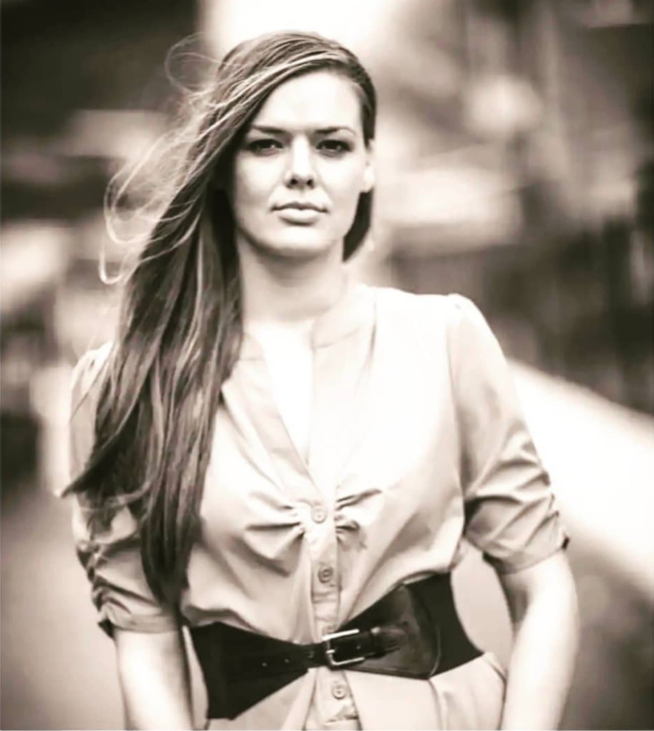 black and white photograph of Sheri Spencer
